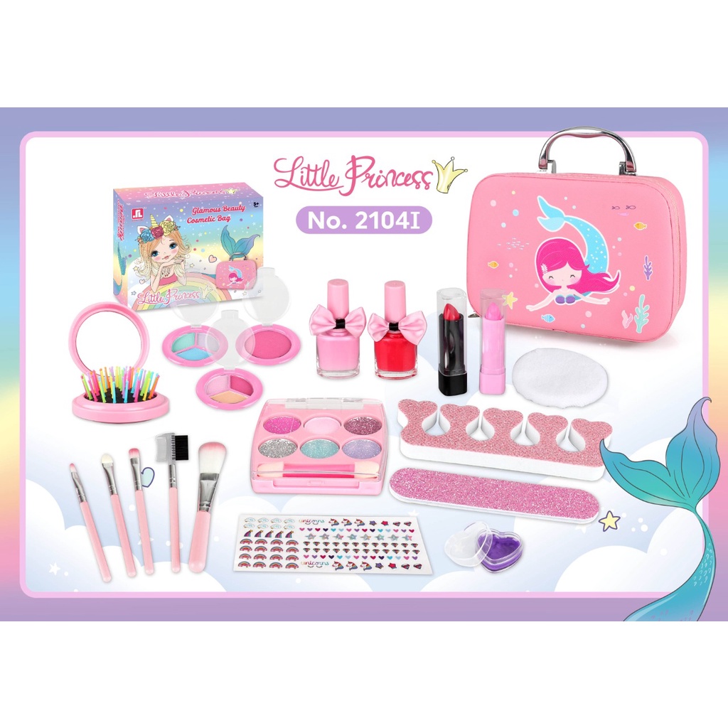 Make Up Bag Mermaid Unicorn mainan makeup alat rias anak