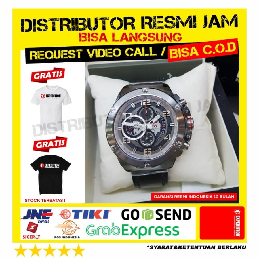 JAM TANGAN PRIA EXPEDITION E 6752 6752M E6752M BLACK GREY ORIGINAL