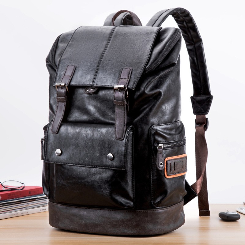 [ORIGINAL] ETONWEAG Tas Ransel Kulit Pria Laptop 15,6&quot; Inch Waterproof Soft Leather Import