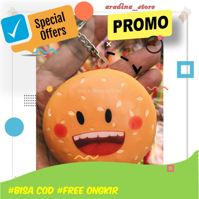 Squishy Karakter Murah Squisy BTS BT21 Kue Cake Ice Cream Es Krim Hot Dog Donat Kentang Jumbo Murah