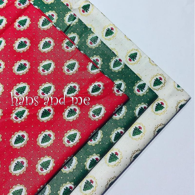 Kain Perca Motif Pohon Natal (per set)