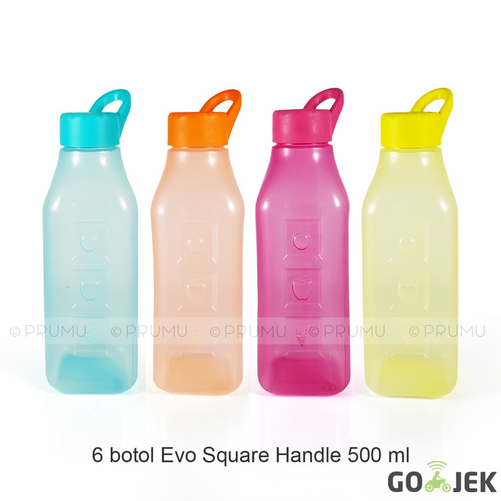 Grosir Evo Square Handle 500ml - Botol Minum Plastik - Botol Minum Anak - Souvenir Ulang Tahun Anak