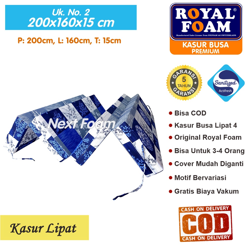 Kasur Busa Lipat Royal Foam Ukuran No 2 200x160x15 cm Tebal 15 cm D16 ORIGINAL Garansi 10 Tahun