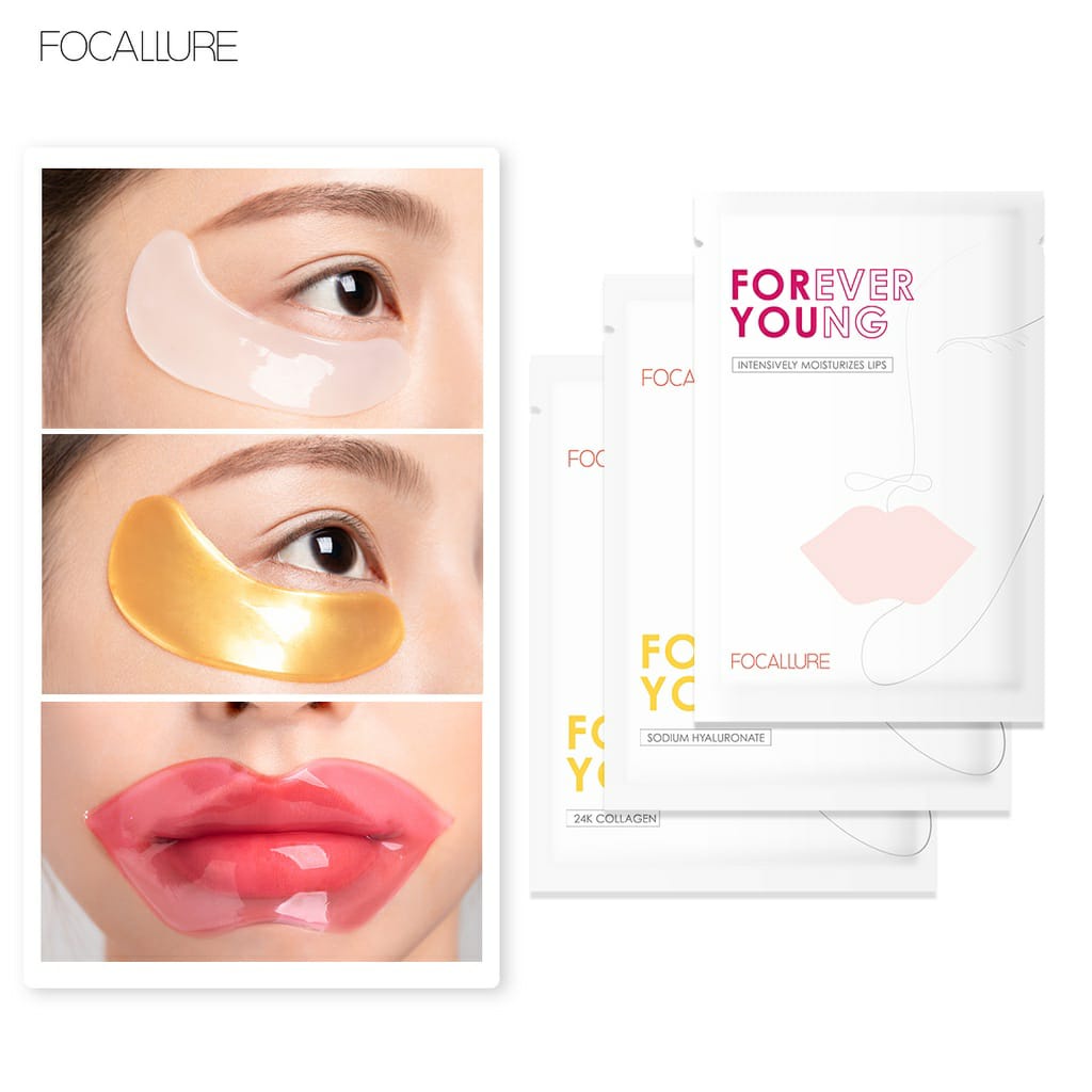 ☘️ CHAROZA ☘️ FOCALLURE Collagen Crystal 24K Gold Pure Luxury Eye / Hydra-Gel Eye Mask FASC01 / Moisturizing Lip Mask FASC02