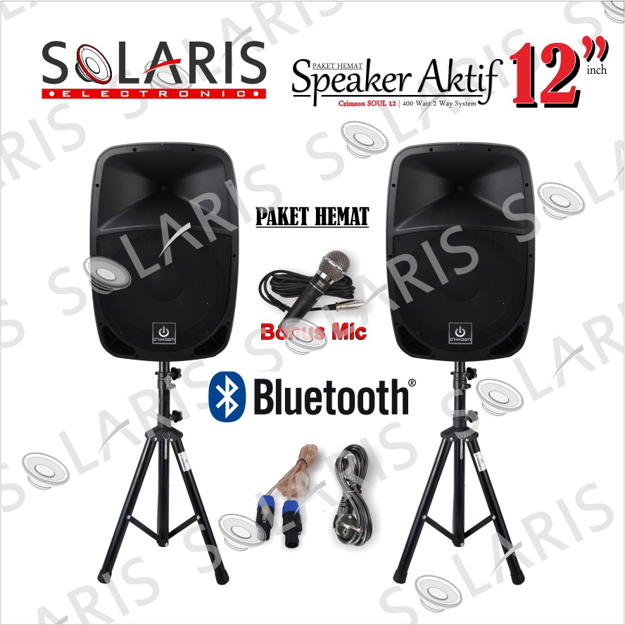 PAKET KOMPLIT SPEAKER AKTIF 12 inch BLUETOOTH CRIMSON SOUL 12