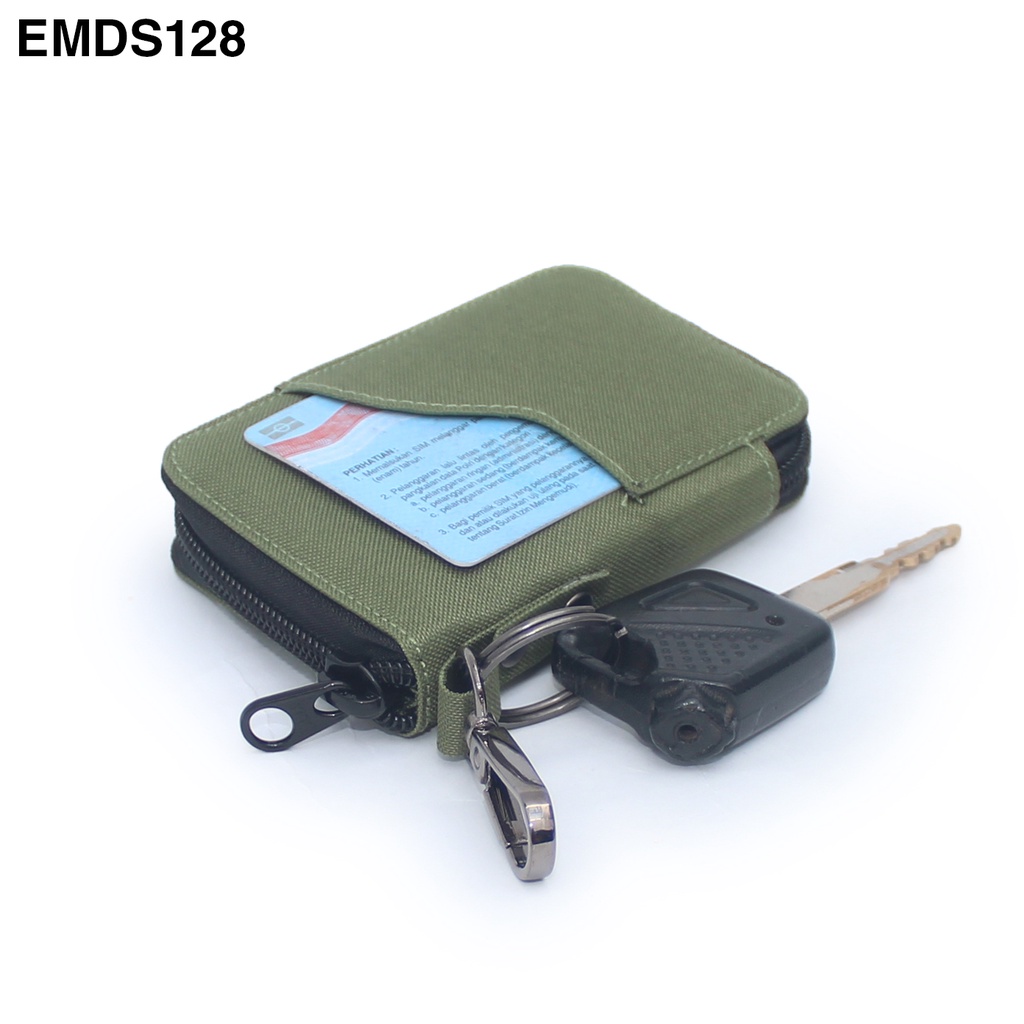 EMDS128 Dompet STNK Mobil Motor kartu Gantungan Kunci Remote Keyless HIJAU ARMY