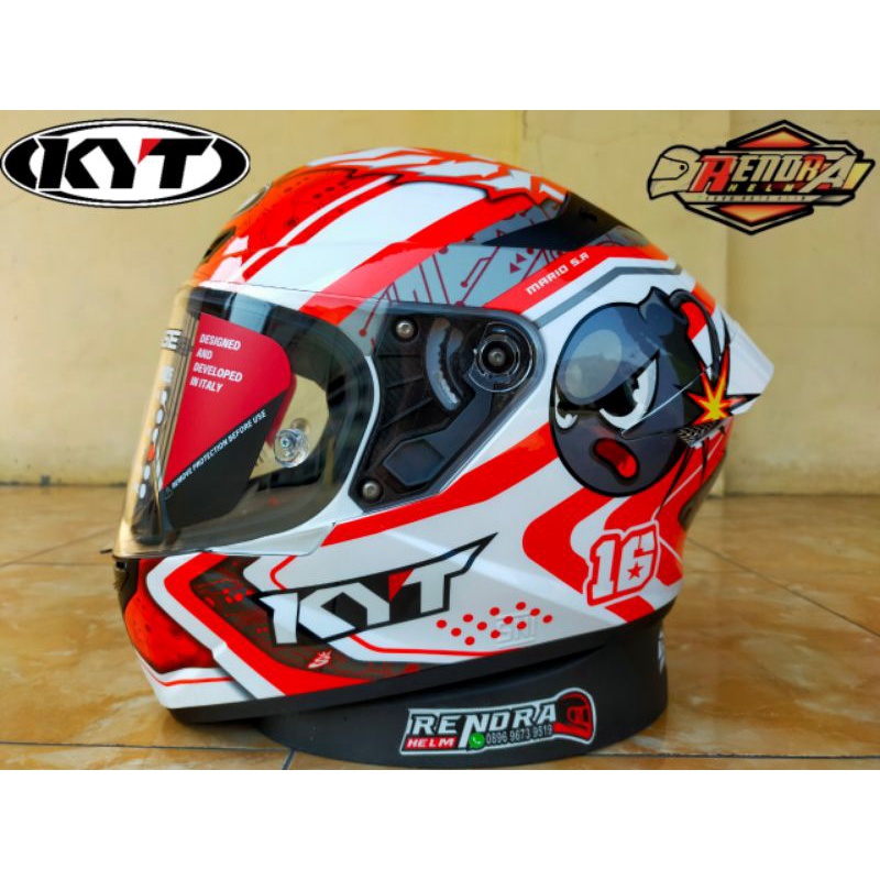 HELM KYT TT COURSE Motif/ Poloss. 100% Original. KYT TT C ( Ogkir Termurah 2 kg )-TT C Super Mario