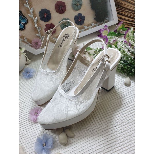 sepatu wanita clarissa putih 9cm tahu