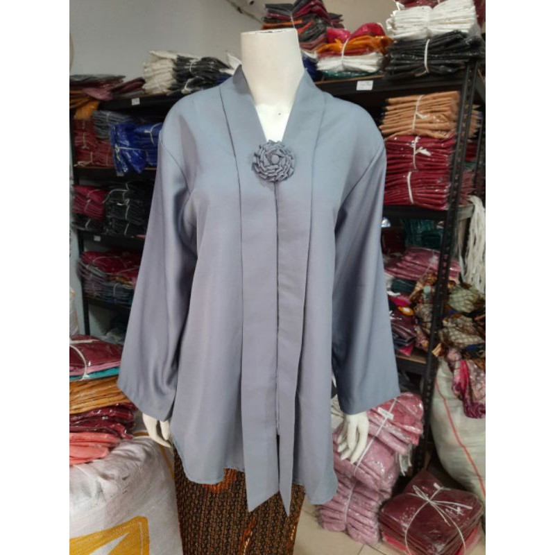 (P110/120) Kebaya Floy JUMBO - SUPER JUMBO lengan PANJANG hijab KeroncongBusana-Abu Tua