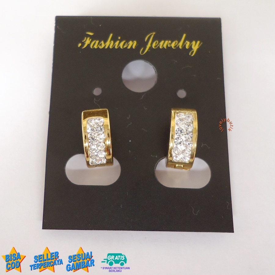 Lovelybutik Anting Titanium  Anak Perempuan Anting Jepit Titanium Wanita Tiny Clar4