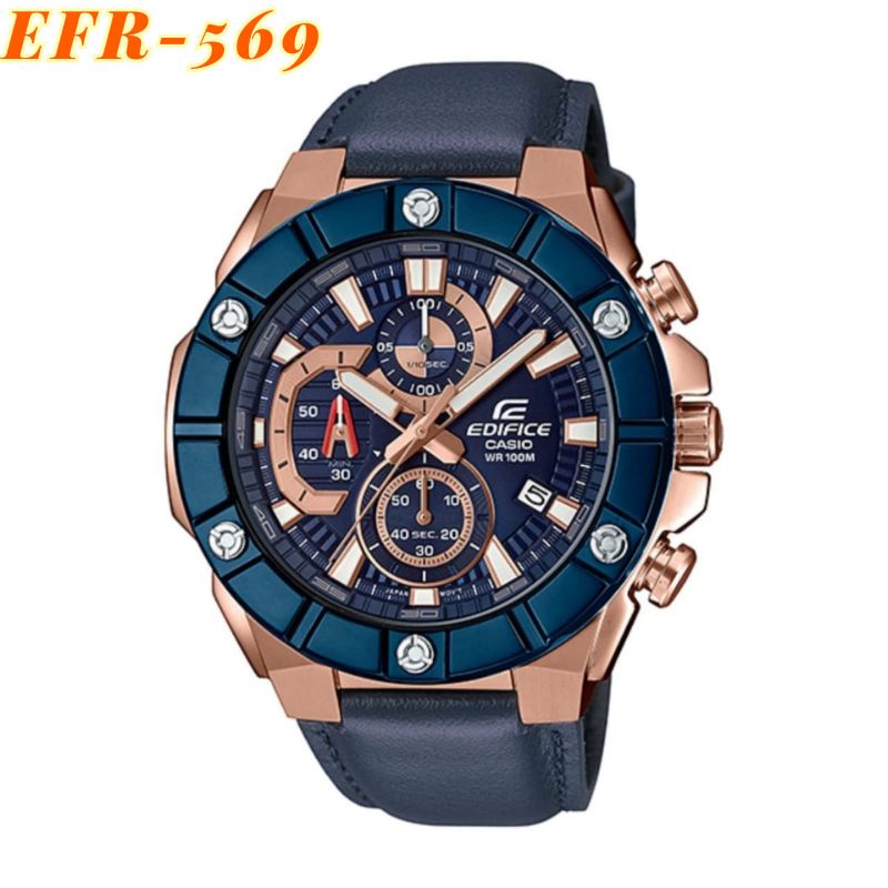 ( COD ) ORIGINAL - Casio Edifice EFR - 569/Jam Tangan Pria Wanita Strap Kulit/Casio Edifice Kronogra