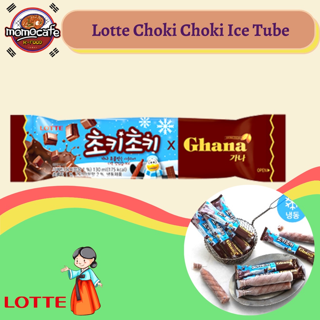 Lotte Ghana Choki Choki Ice Tube 130ml - Es Krim Korea Rasa Coklat