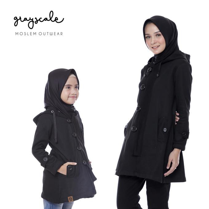 Jaket Anak Perempuan - Jaket Anak Perempuan dan Ibu Couple Muslimah Hoodie Hitam 18