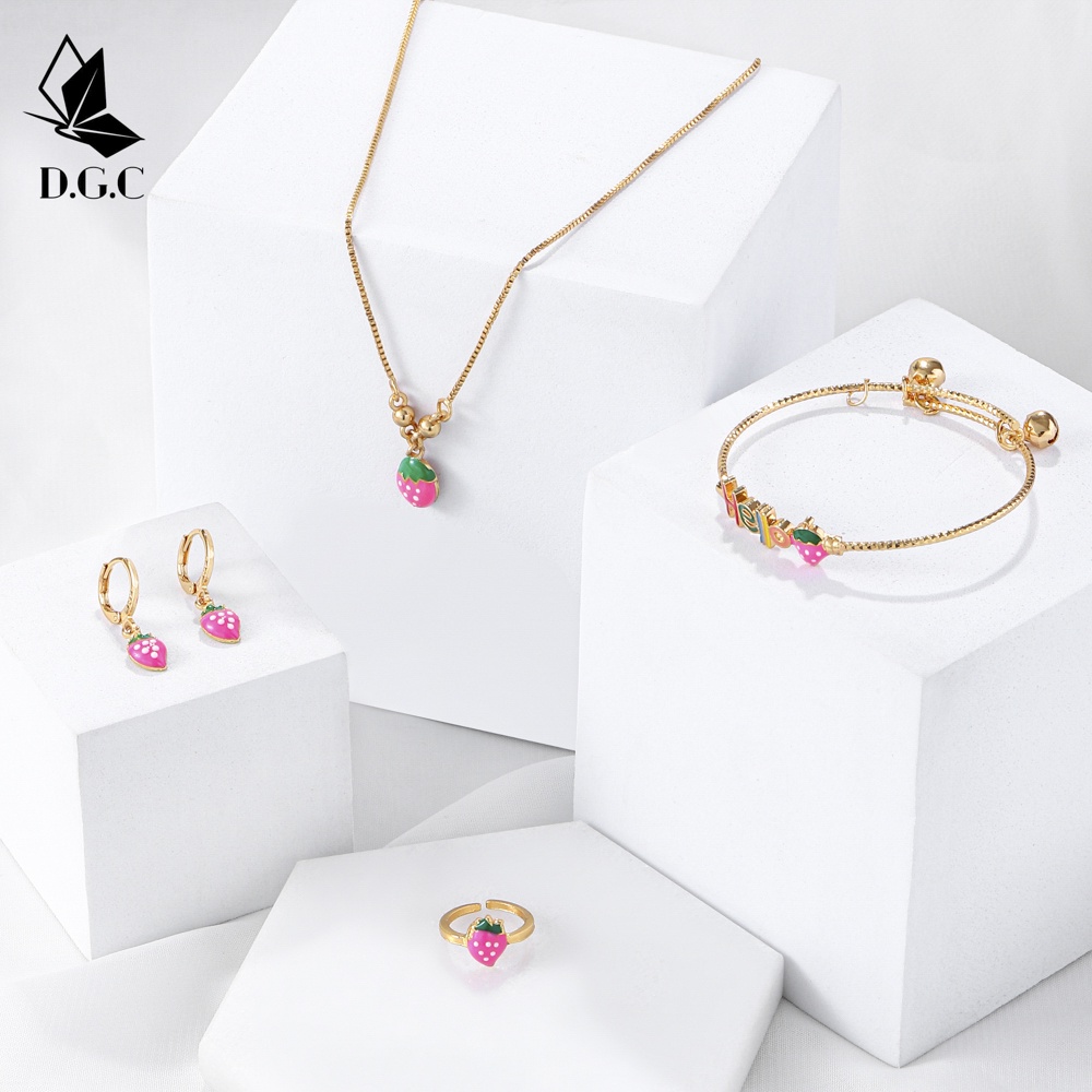 ✨D.G.C Cincin Anak Anak Perempuan Pony Murah Set Perhiasan Anak Pony Kalung Cincin Anting Gelang Set D414