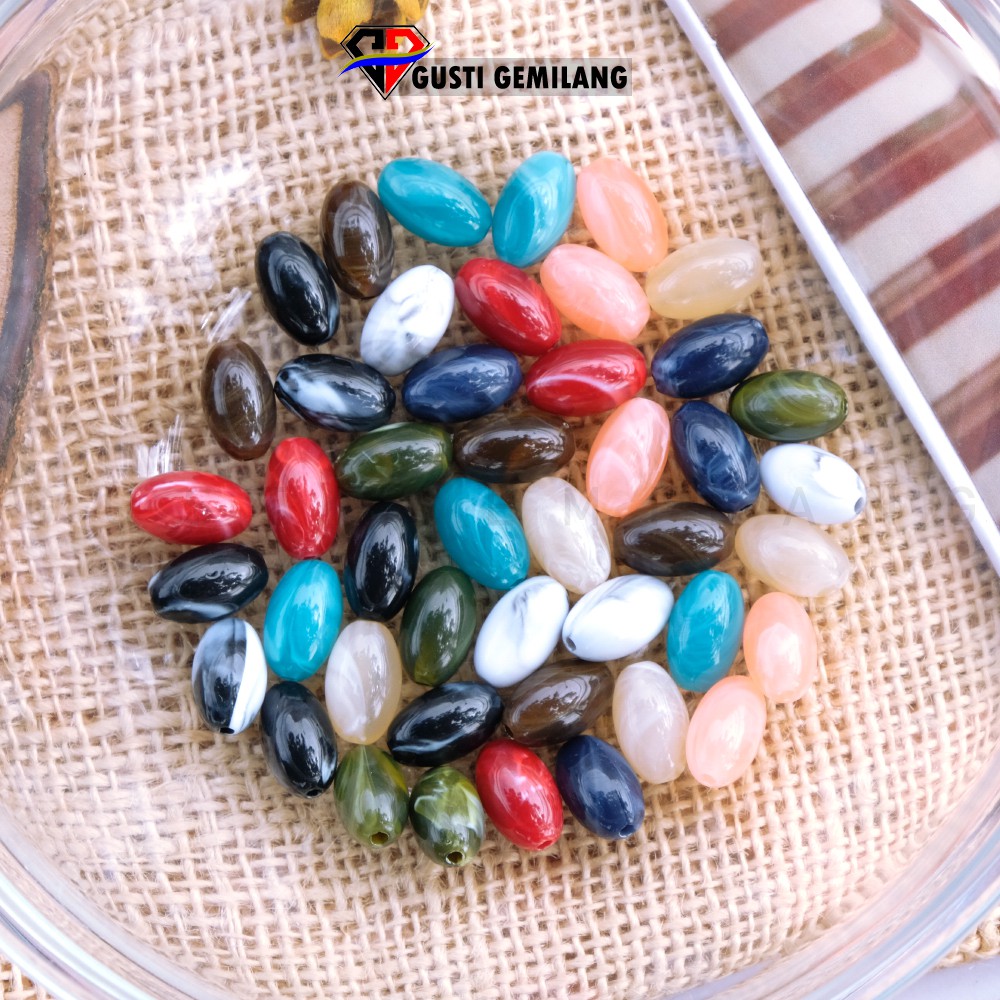 Isi 6 Marmer Bulat Oval carf wanita aksesoris wanita