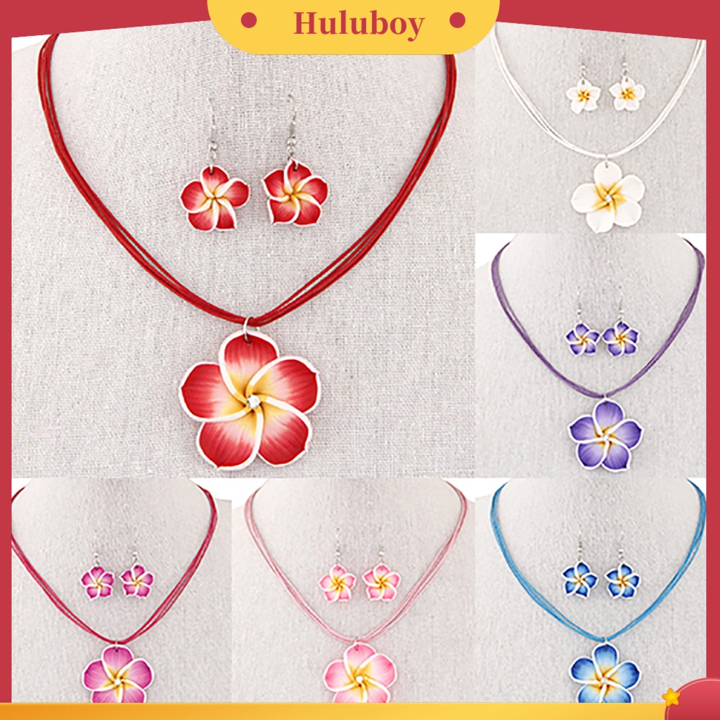 Hu Hu Hu Hu Hu Alat Bantu Pasang Kacamata♡ Set Kalung Dan Anting Gantung Bahan Alloy Bentuk Bunga Untuk Wanita