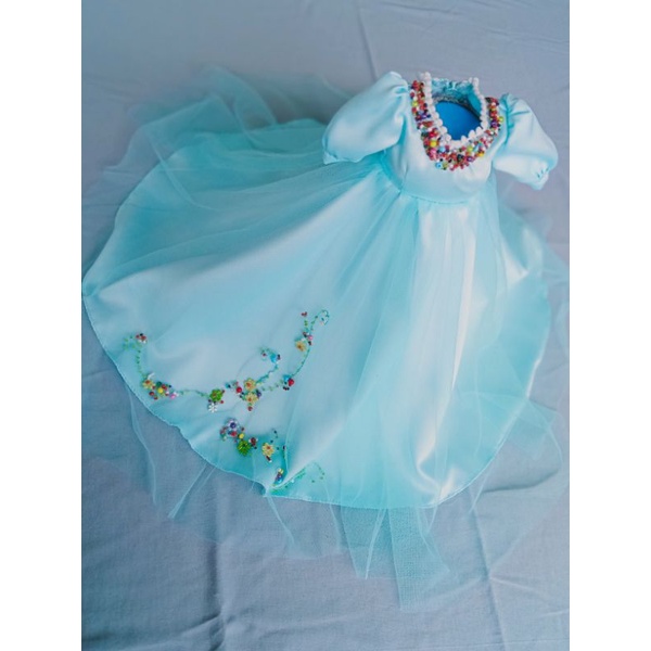 baju boneka gaun biru cantiikk