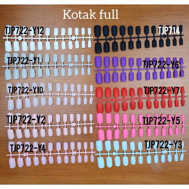 TJP722 kuku palsu SQUARE matte kotak full kuku palau polos doff