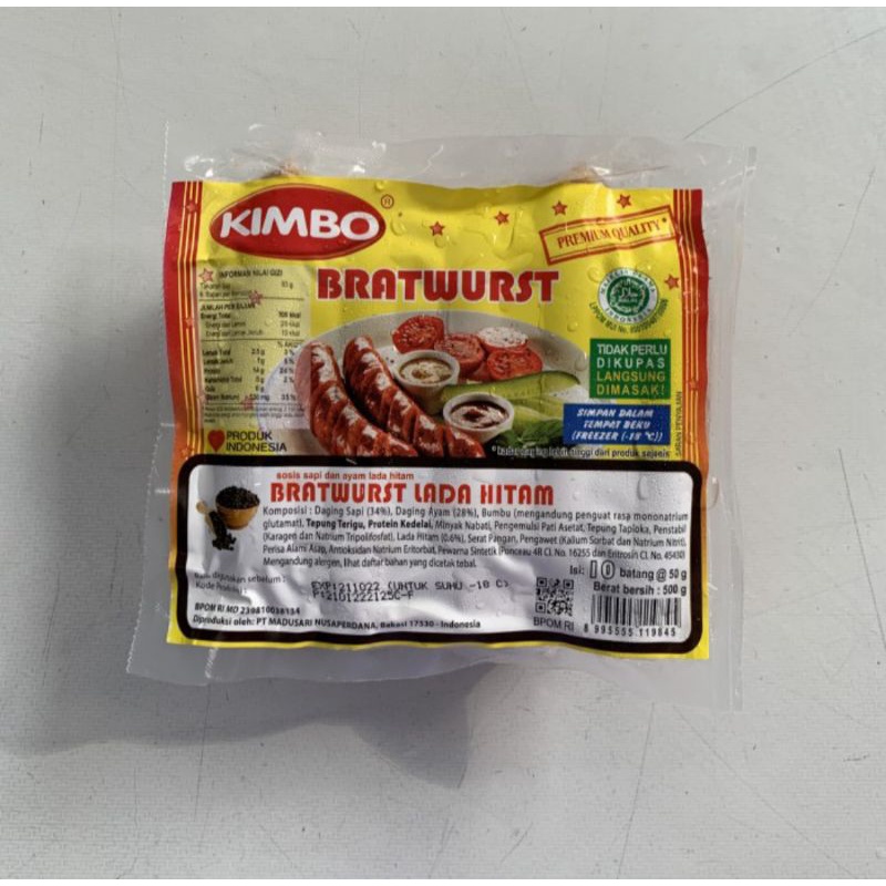 

Kimbo Sosis Bratwurst Lada Hitam 10s 500gr