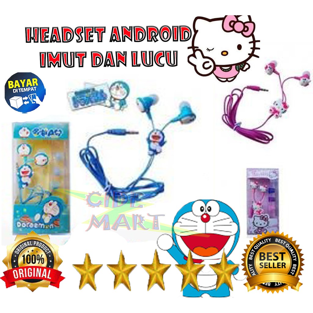 Original Headset Karakter Kartun Headset Doraemon Hellokitty