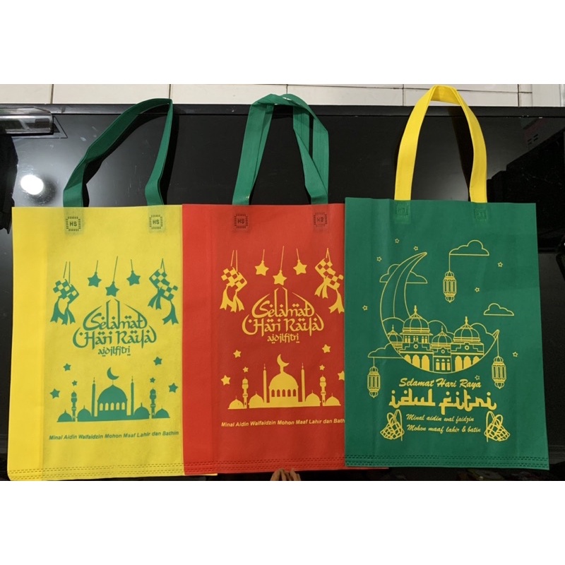 

Tas lebaran kain spunbon bingkisan idul fitri, totebag idul fitri spunbon
