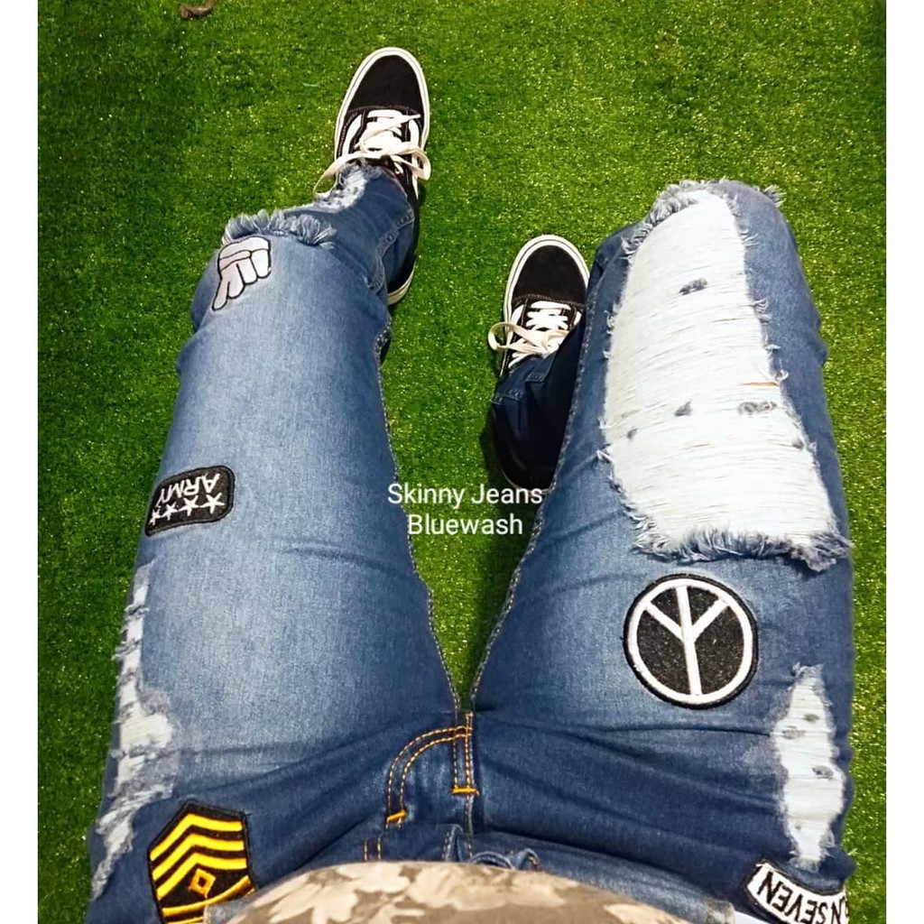 Celana Ripped Jeans Patch Original RN Seven