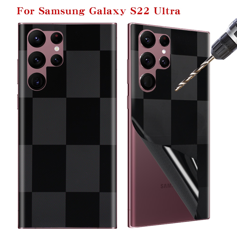 Film Pelindung Layar Belakang Handphone Samsung Galaxy S22 Ultra Tipis Motif Catur 3D Bahan PVC