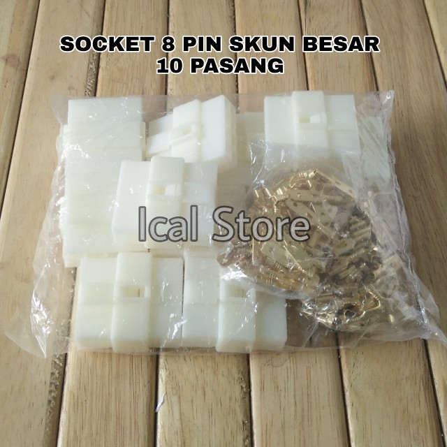 Jual Socket 8 Pin Skun Besar Isi 10 Pasang Connector Kabel Motor
