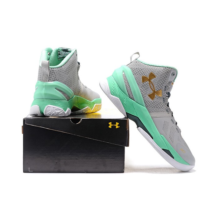 Sepatu Basket - Under Armour Curry 2 Grey Green Gold - PRM