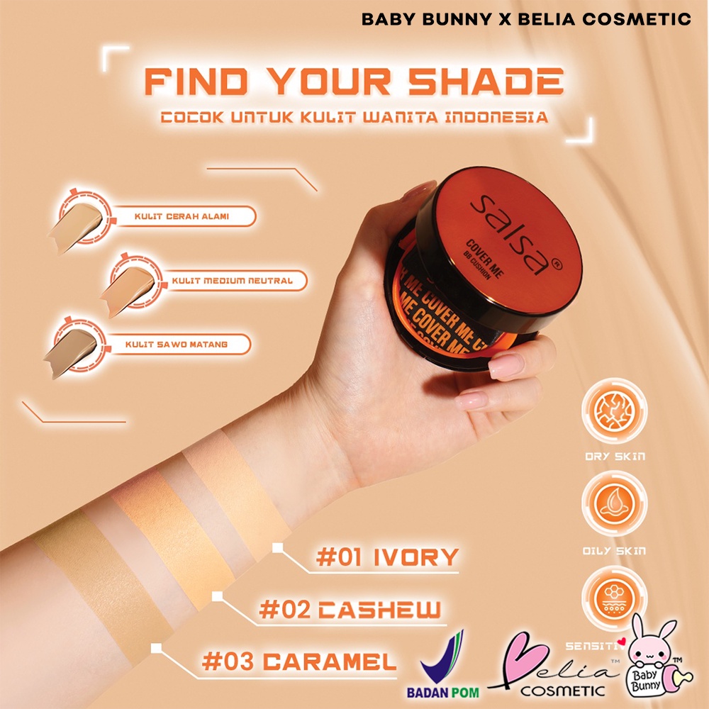 ❤ BELIA ❤ SALSA Cover Me BB Cushion | SPF 30 | Foundation | Make Up | Semi Matte | Coverage | BPOM