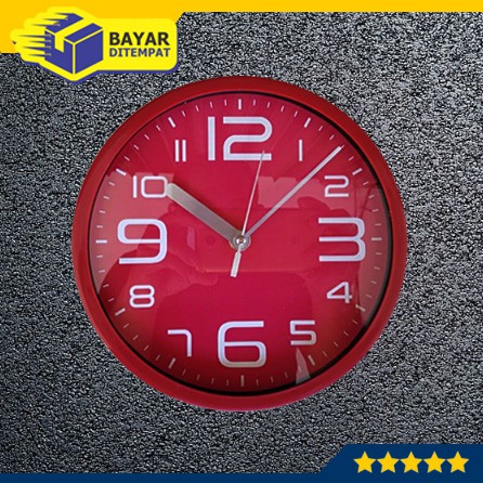 Jam Dinding Tempel Wall Clock Polos Warna Murah 2001 (MERAH) Dekorasi Dingding Tempel Tembok