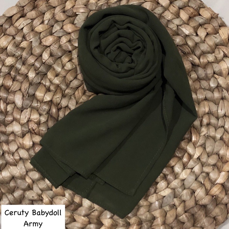 PASHMINA CERUTY BABYDOLL PREMIUM JAHIT TEPI Hijab Jilbab-Armi