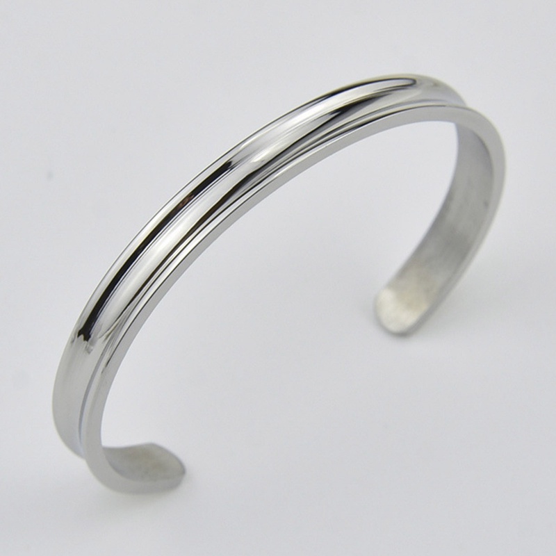 Gelang Model Terbuka Bahan Stainless Steel Gaya Simple Untuk Pria Dan Wanita