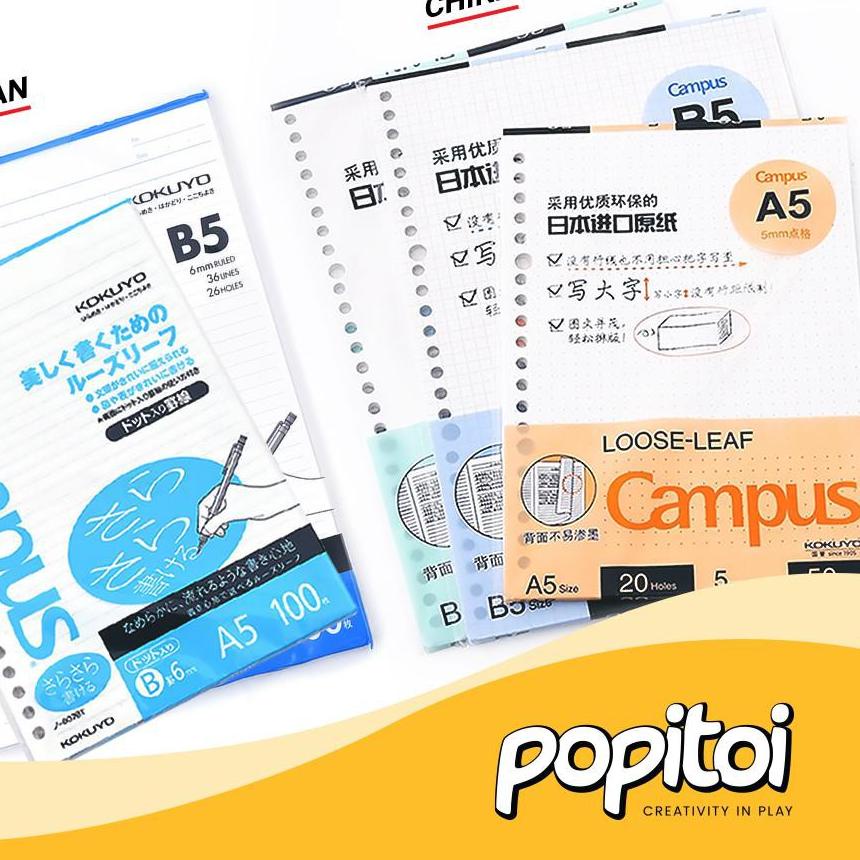 

GRATIS ONGKIR✅KOKUYO Campus Paper Loose Leaf Refill B5 50 100 Kertas Isi Ulang Binder|KD4