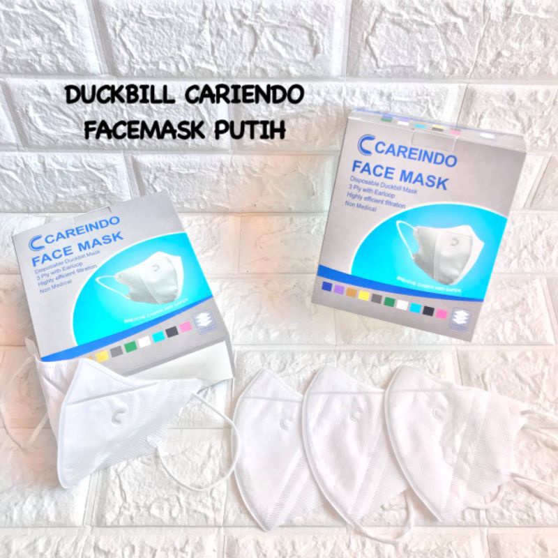 MASKER DUCKBILL DEWASA EMBOS CAREINDO WARNA PUTIH 1 BOX ISI 50 PCS