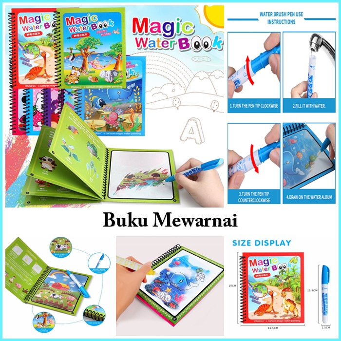 

Buku Mewarnai Anak - Magic Water Book - Buku Gambar Anak - Magic Water Painting Book - Magic Water Book - Buku Mewarnai Pulpen Air - Buku Menggambar