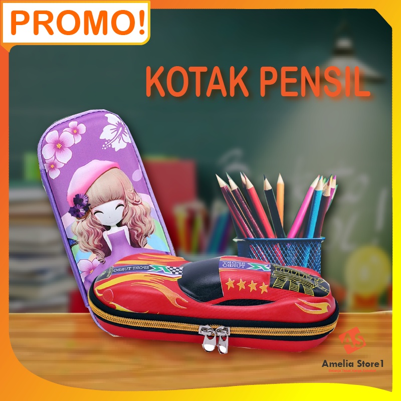 KEREN Tas Kotak Tempat Wadah Pensil Pen Pulpen Anak Sekolah TK SD School Pencil Bag Box Import Murah