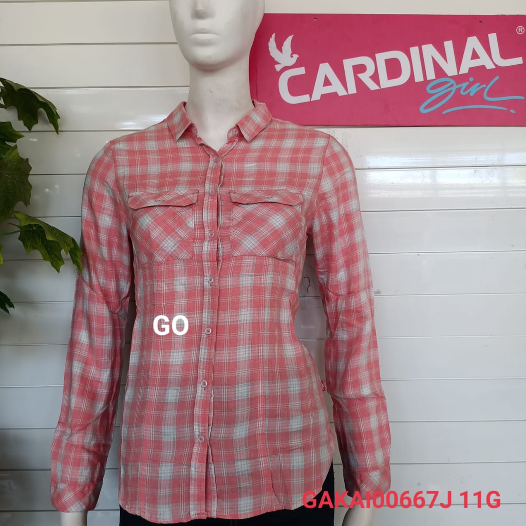 gof KJKB CARDINAL GIRL KEMEJA Pakaian Wanita Atasan Kemeja Hem Casual Santai Original Lengan Panjang