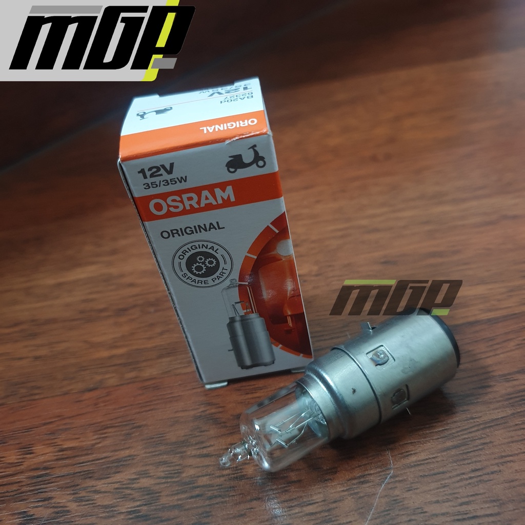 LAMPU DEPAN BOHLAM OSRAM HALOGEN 12V 35W MOTOR BEBEK MATIC OSRAM MC 62327 12V 35/35W BA20D ORIGINAL 
