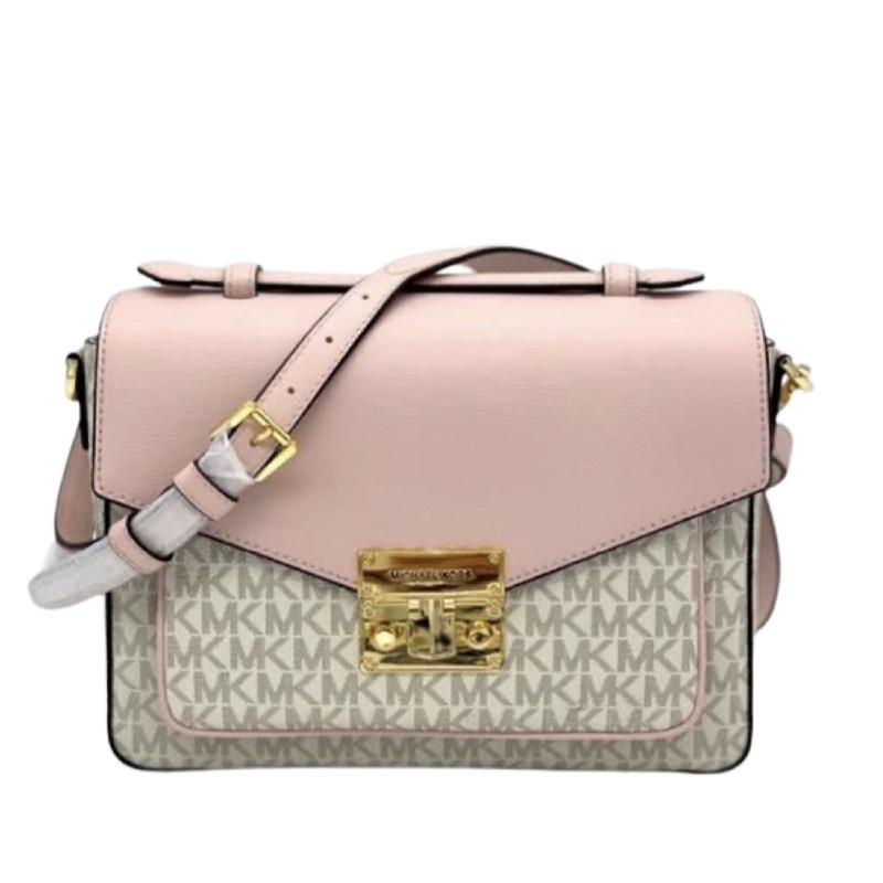 Michael Kors MK Rose Medium Messenger Logo Vanilla Soft Pink