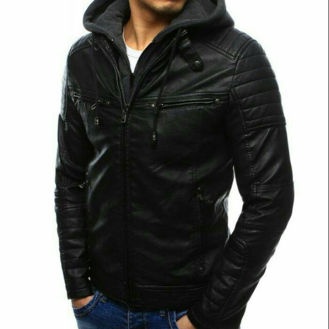 new leather jaket hoodie semi kulit