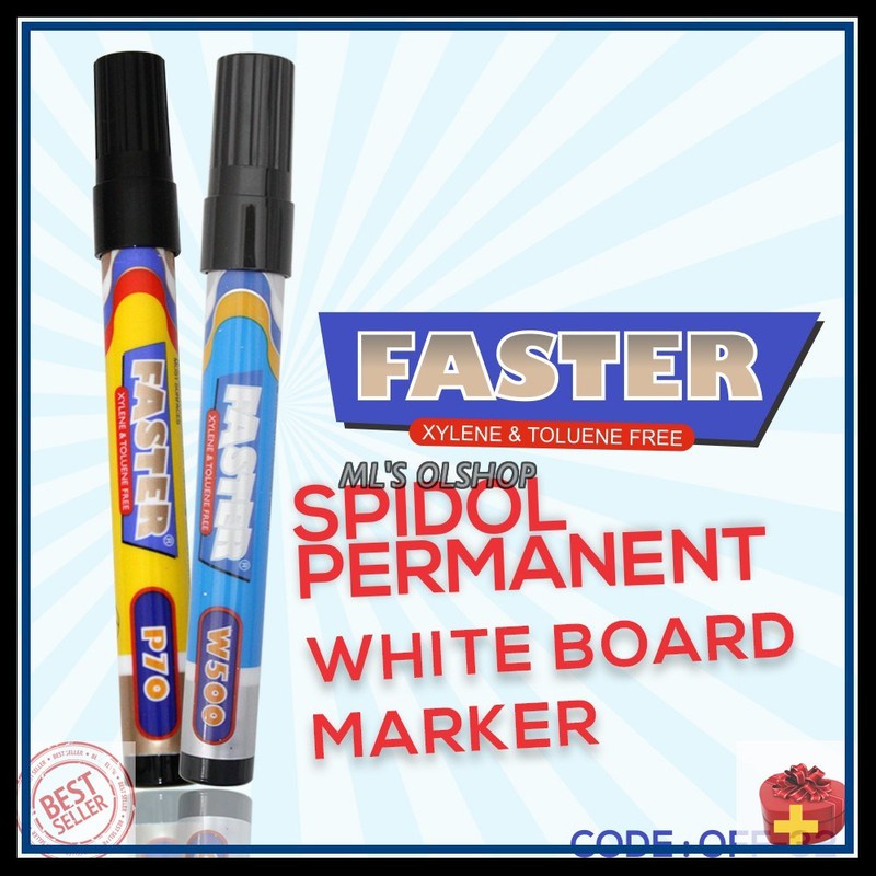 

SPIDOL HITAM FASTER P70 PERMANEN DAN SPIDOL WHITE BOARD MARKER YST204