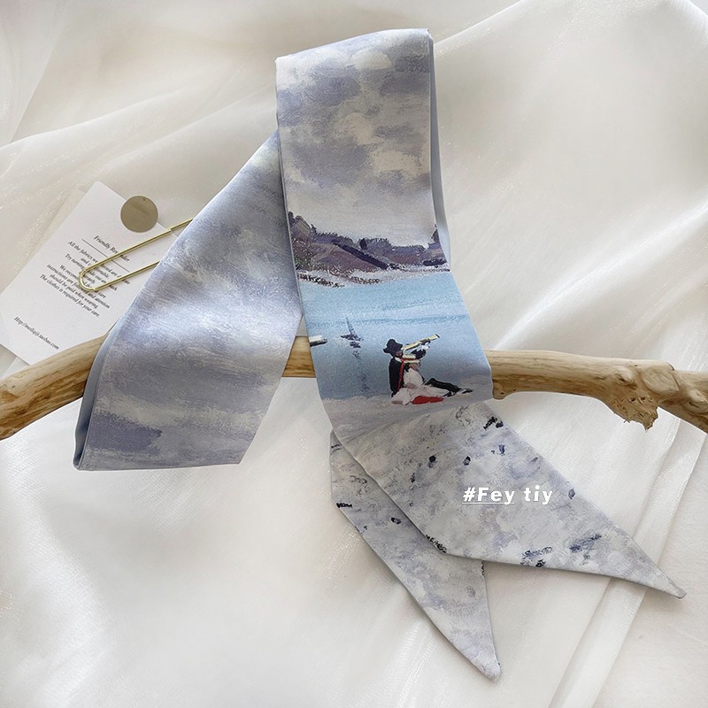 AESTHETIC SCENERY KOREAN SILK SCARF / TWILLY BAG / SYAL KOREA SATIN ESTETIK / IKAT RAMBUT PITA sutera PANJANG / SELENDANG sutra-Scenery 4
