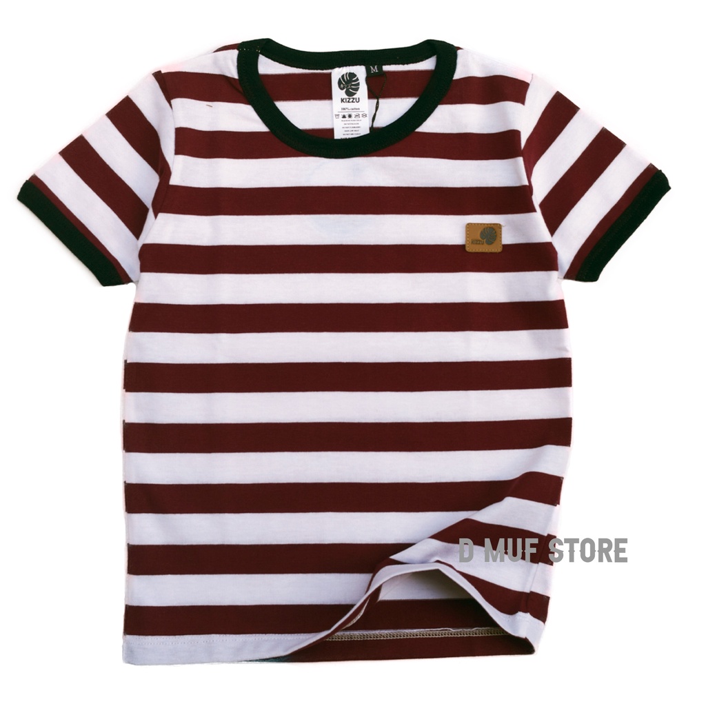 Kizzu Kaos Anak Salur Premium Usia 1-12 Tahun Salur Maroon- dmufstore