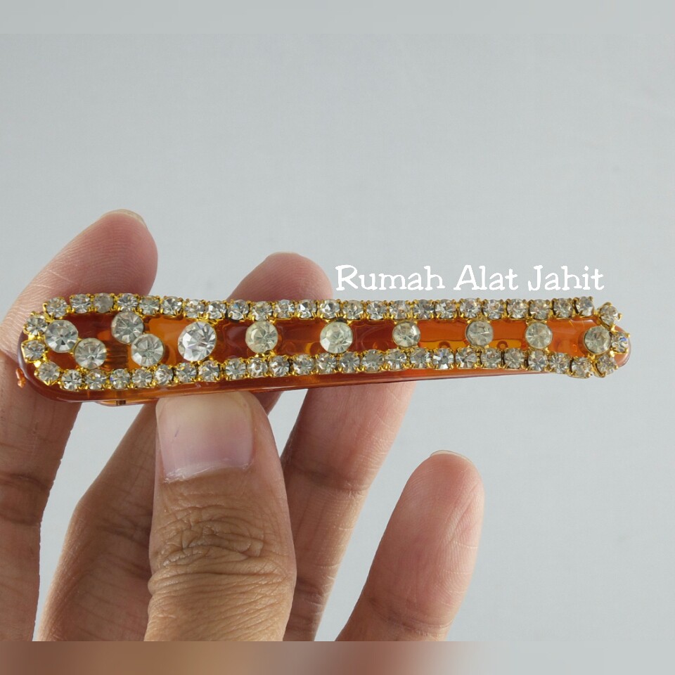 Jepit Rambut / Hair Clip Permata Baris Bulat 7.5cm (sepasang)