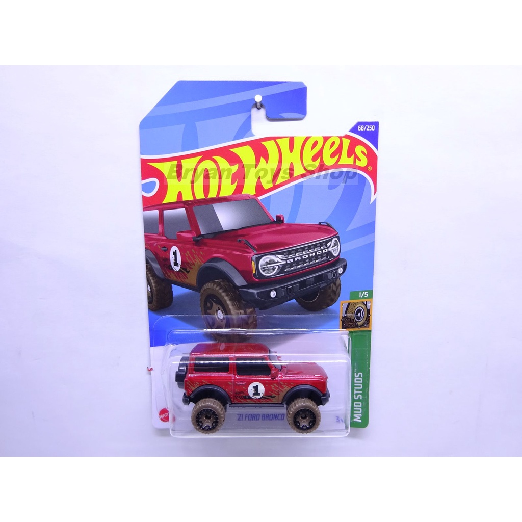 Hot Wheels 21 Ford Bronco Merah no.1 Ban Lumpur