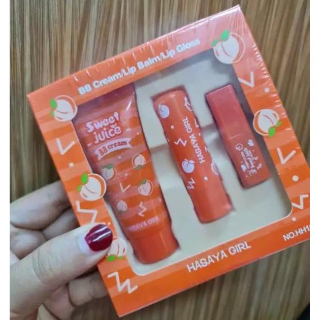 (cyber) bayar ditempat hasaya girl 3in1 set foundation&amp; lipgloss&amp; lipbalm buah2an