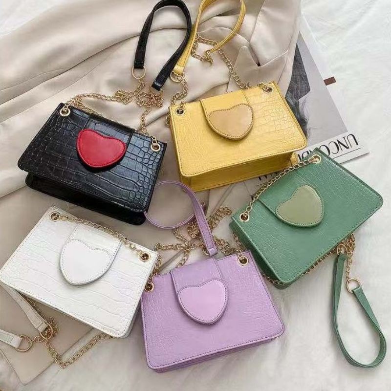 Tas Selempang lilac import kekinian Casual Shoulderbag lilac fashion korea tali rantai tas kerja