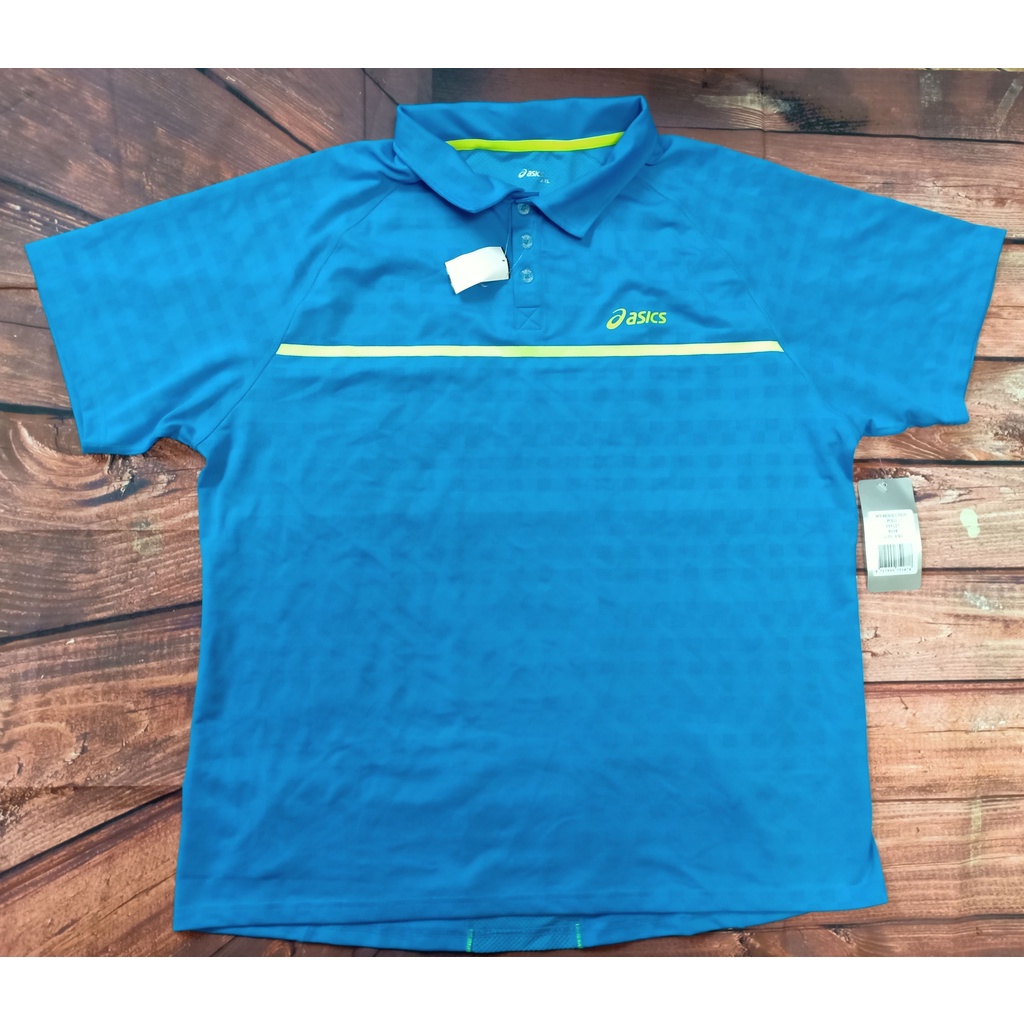 Baju Kaos Poloshirt Asics Pria Kerah Biru size XXL Murah Original