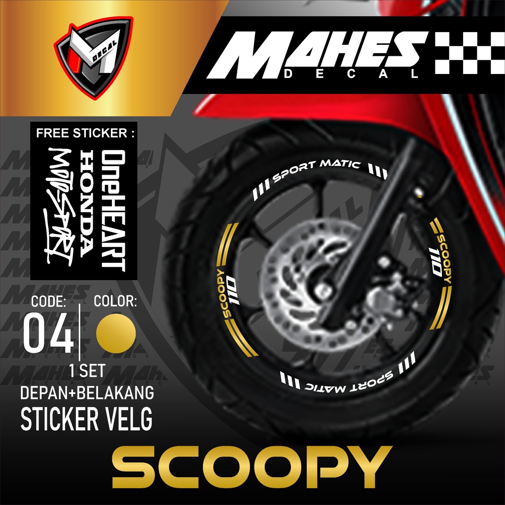 Mahes Decal - Aksesoris Stiker Cutting Sticker Lis Velg Motor Honda Scoopy 2017 - 2022 New List Pele